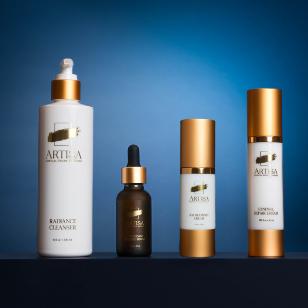 Artisa Masterpiece Collection — Radiance Cleanser, Antioxidant Defense Serum, Age Reversal Cream, Renewal Repair Cream